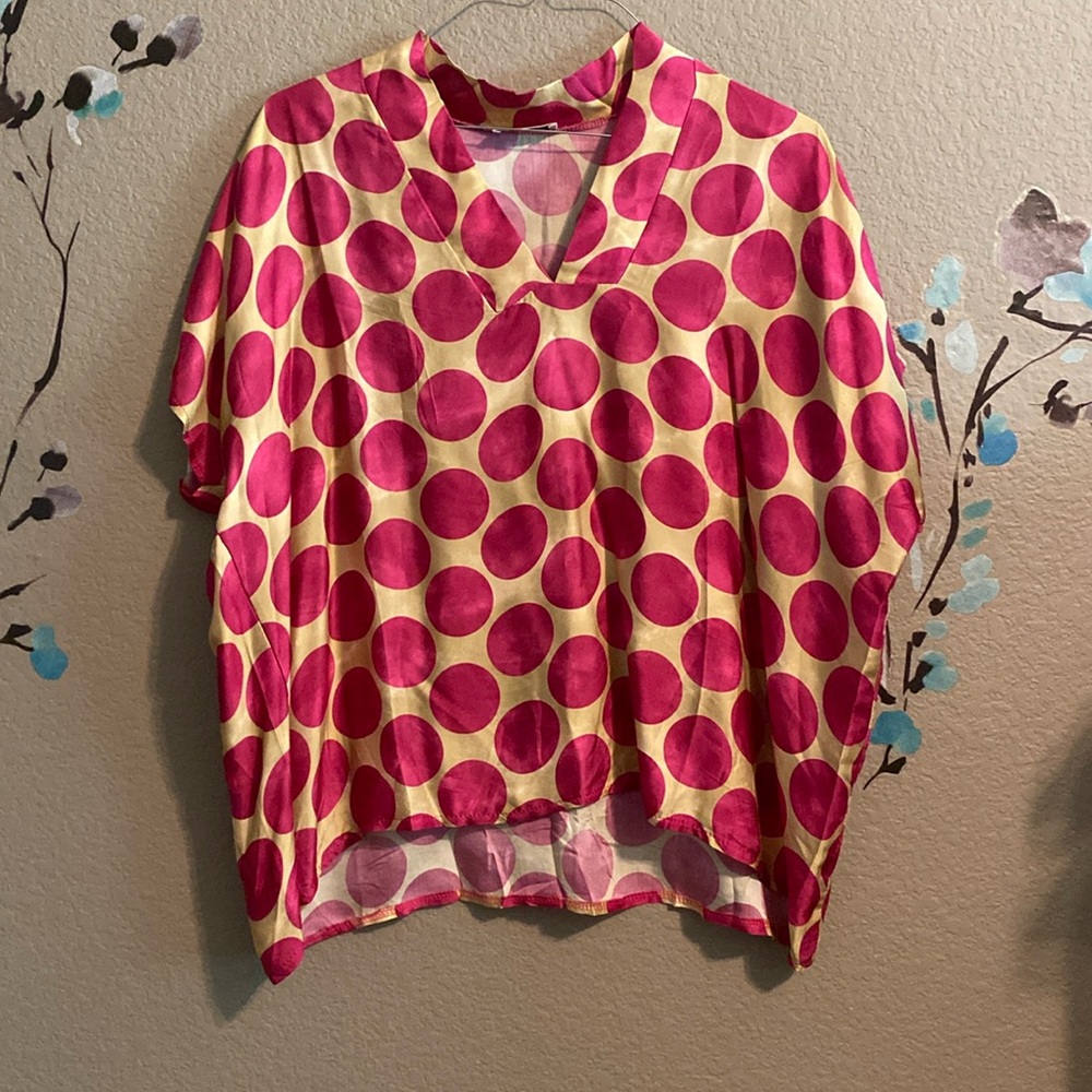Sofia Italian satin vneck oversized slouch top one size s,m,l,xl